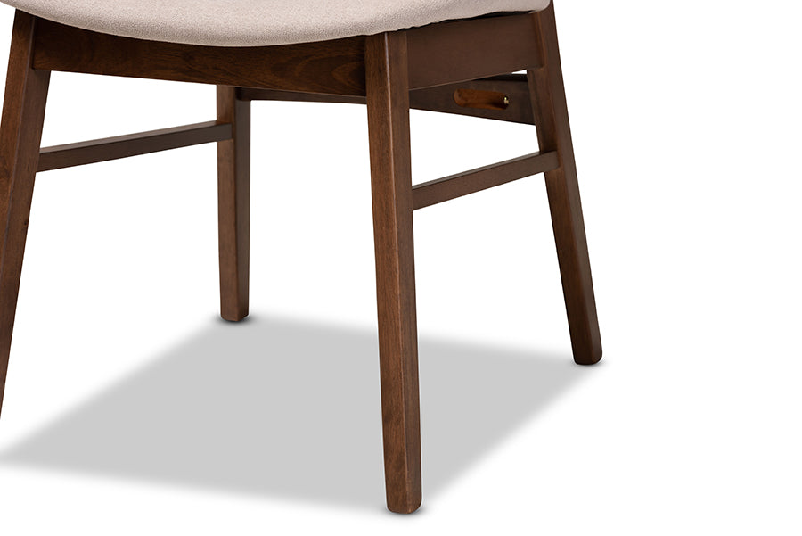 Baxton Studio Alston Mid-Century Modern Beige Fabric Upholstered and Walnut Brown Finished Wood 5-Piece Dining Set
