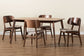 Baxton Studio Alston Mid-Century Modern Beige Fabric Upholstered and Walnut Brown Finished Wood 5-Piece Dining Set