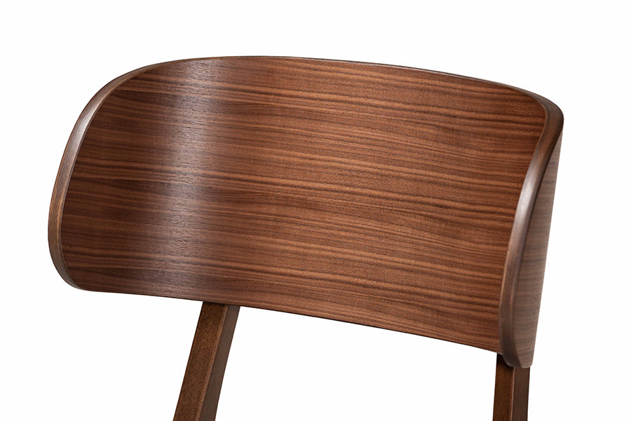 Baxton Studio Alston Mid-Century Modern Grey Fabric Upholstered and Walnut Brown Finished Wood 2-Piece Dining Chair Set