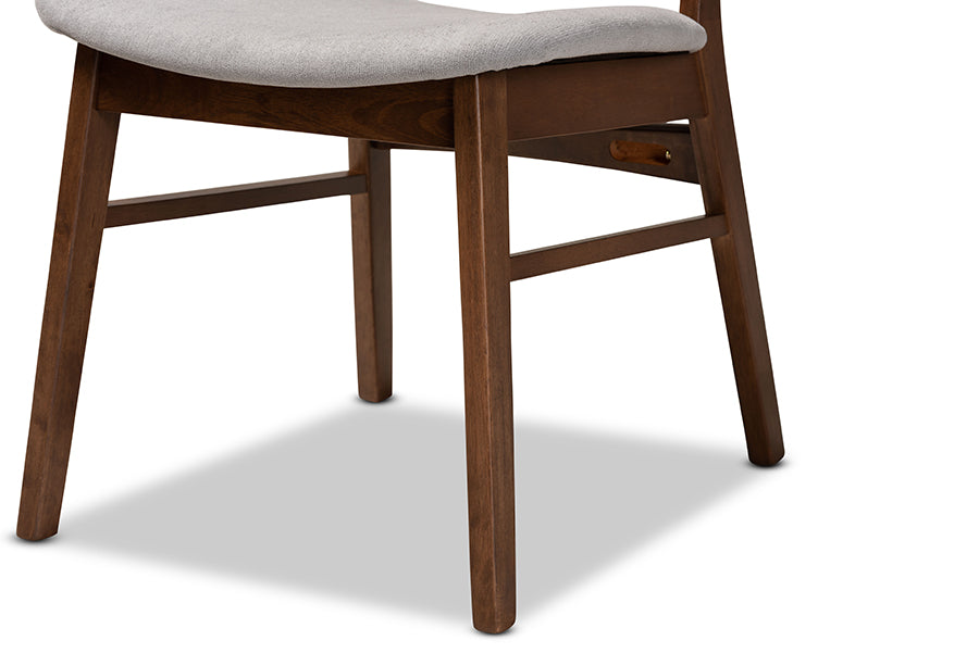 Baxton Studio Alston Mid-Century Modern Grey Fabric Upholstered and Walnut Brown Finished Wood 2-Piece Dining Chair Set
