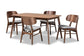 Baxton Studio Alston Mid-Century Modern Grey Fabric Upholstered and Walnut Brown Finished Wood 5-Piece Dining Set