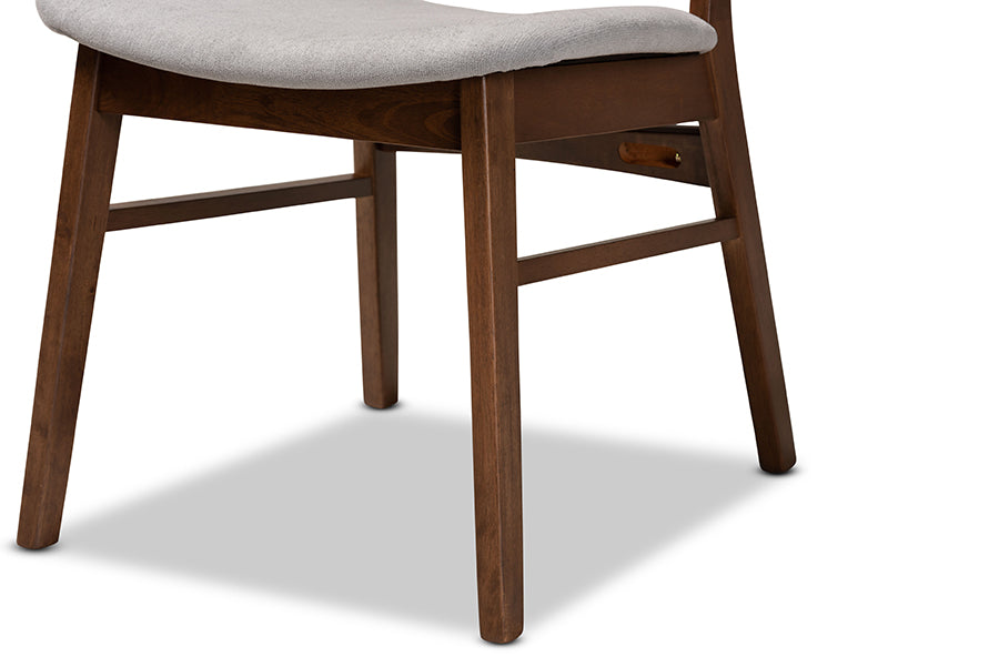 Baxton Studio Alston Mid-Century Modern Grey Fabric Upholstered and Walnut Brown Finished Wood 5-Piece Dining Set