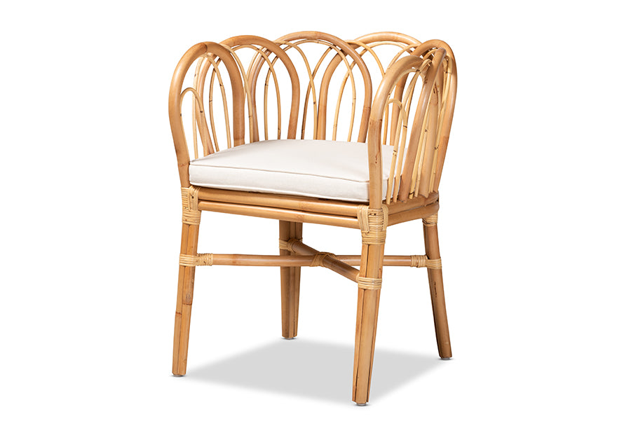 bali & pari Melody Modern and Contemporary Natural Finished Rattan Dining Chair