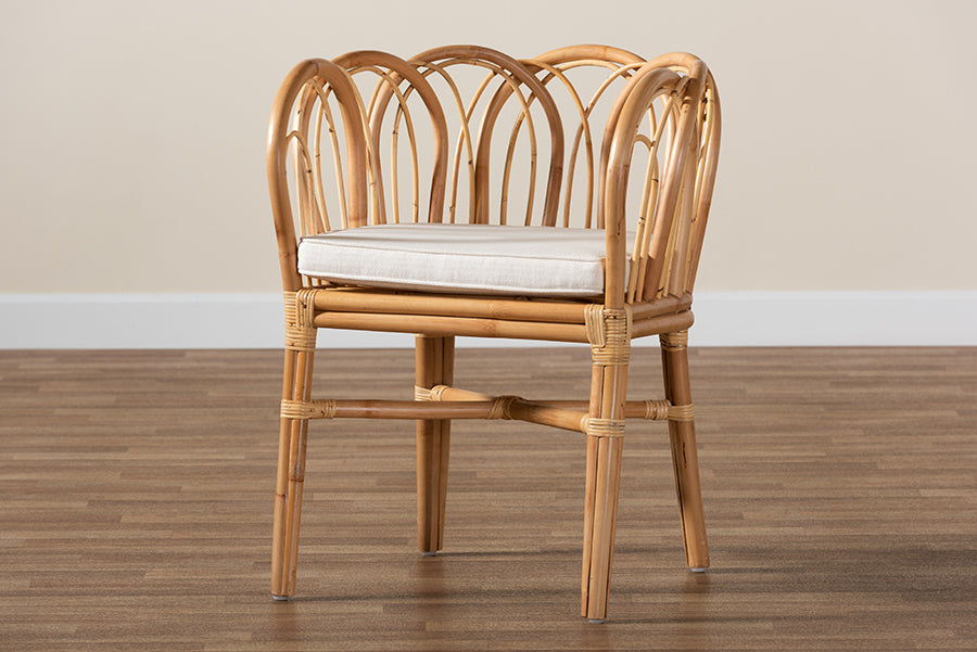 bali & pari Melody Modern and Contemporary Natural Finished Rattan Dining Chair