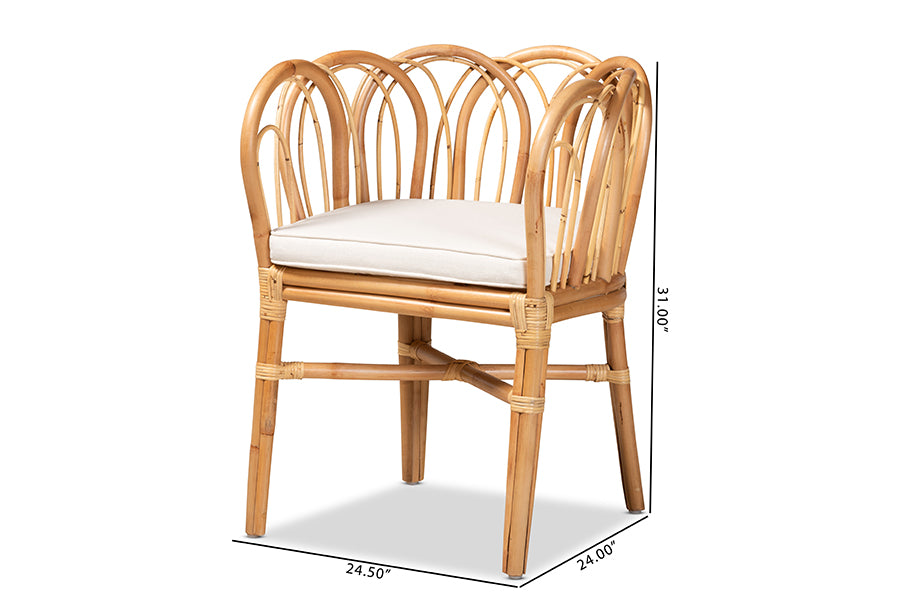 bali & pari Melody Modern and Contemporary Natural Finished Rattan Dining Chair