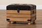 Baxton Studio Edmund Rustic Transitional Dark Brown Faux Leather Upholstered and Oak Brown Finished Wood Storage Ottoman
