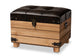 Baxton Studio Edmund Rustic Transitional Dark Brown Faux Leather Upholstered and Oak Brown Finished Wood Storage Ottoman