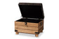 Baxton Studio Edmund Rustic Transitional Dark Brown Faux Leather Upholstered and Oak Brown Finished Wood Storage Ottoman