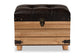 Baxton Studio Edmund Rustic Transitional Dark Brown Faux Leather Upholstered and Oak Brown Finished Wood Storage Ottoman