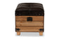 Baxton Studio Edmund Rustic Transitional Dark Brown Faux Leather Upholstered and Oak Brown Finished Wood Storage Ottoman