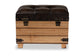 Baxton Studio Edmund Rustic Transitional Dark Brown Faux Leather Upholstered and Oak Brown Finished Wood Storage Ottoman