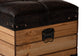 Baxton Studio Edmund Rustic Transitional Dark Brown Faux Leather Upholstered and Oak Brown Finished Wood Storage Ottoman