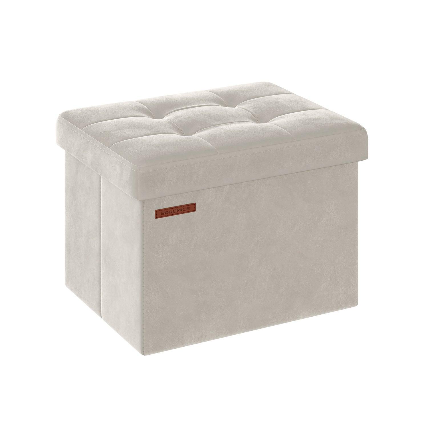 12.2" x 16.1" x 12.2" Foldable Storage Ottoman Bench Cream White FredCo