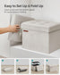 12.2" x 16.1" x 12.2" Foldable Storage Ottoman Bench Cream White FredCo