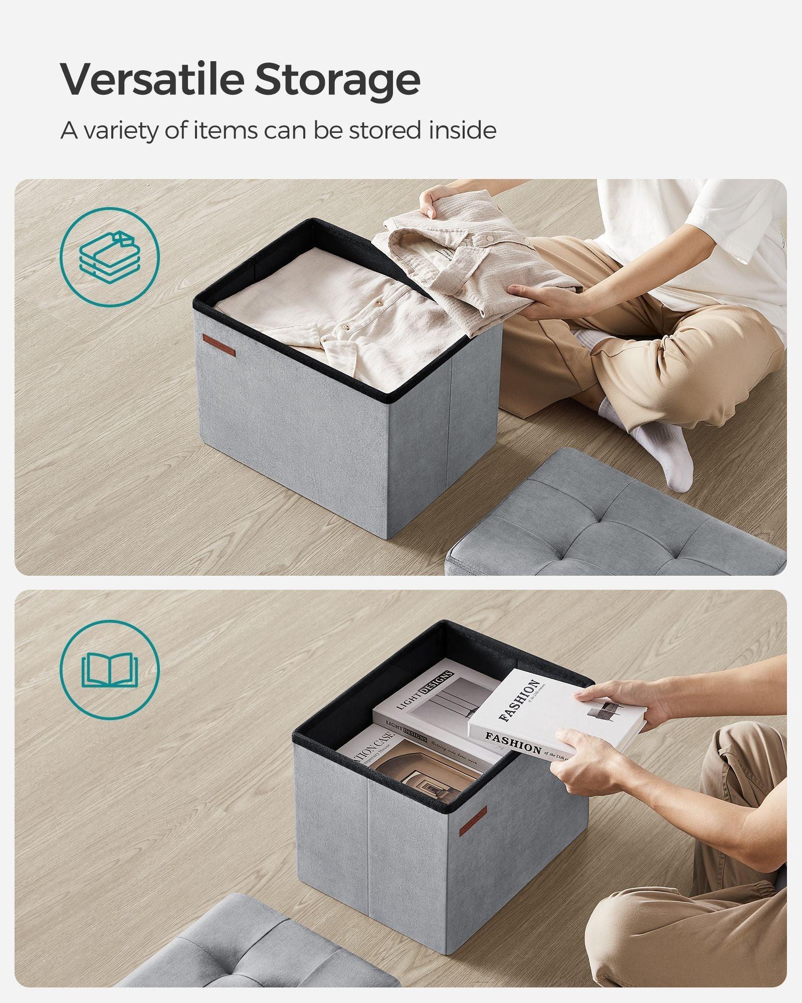 12.2" x 16.1" x 12.2" Foldable Storage Ottoman Bench Dove Gray FredCo