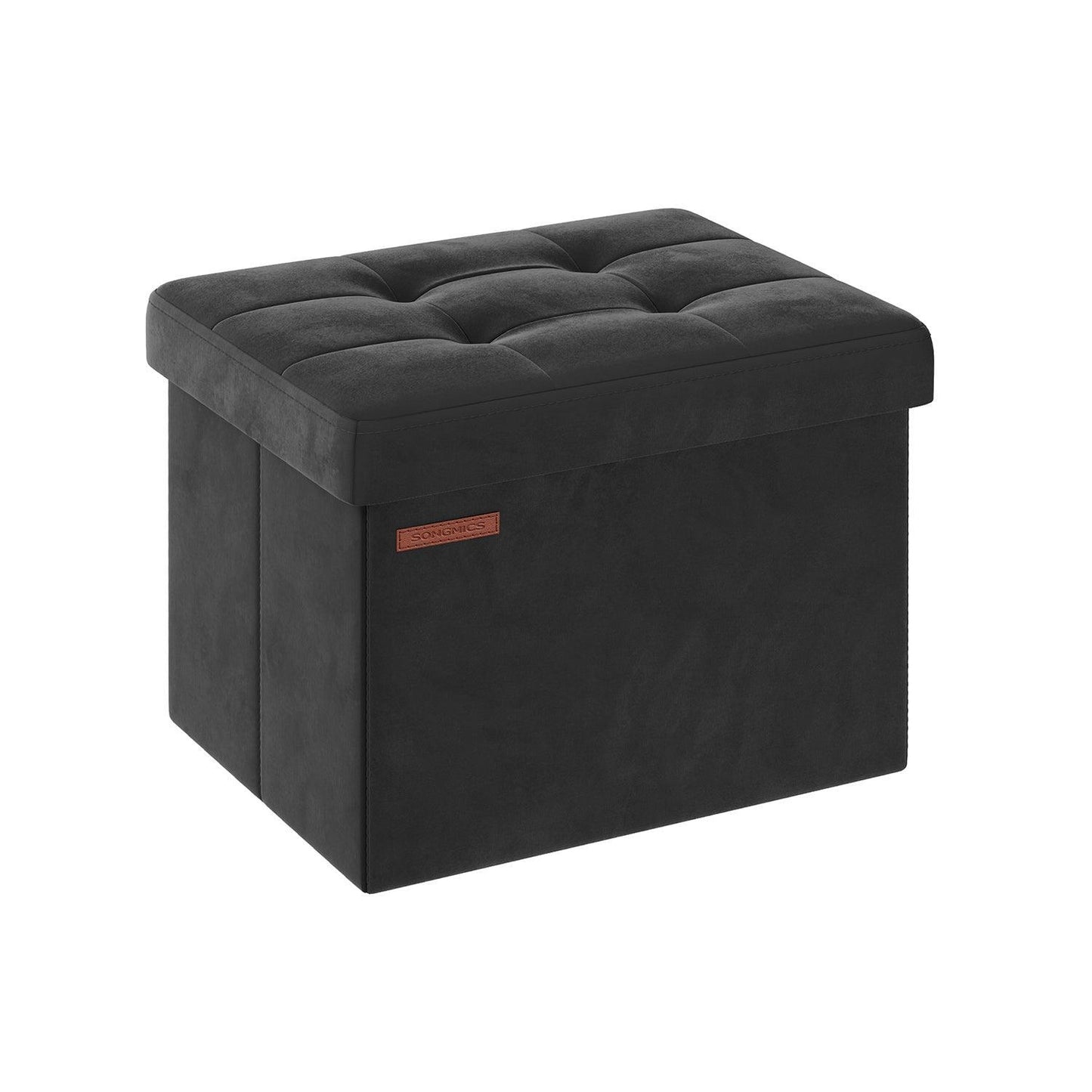 12.2" x 16.1" x 12.2" Foldable Storage Ottoman Bench Ink Black FredCo