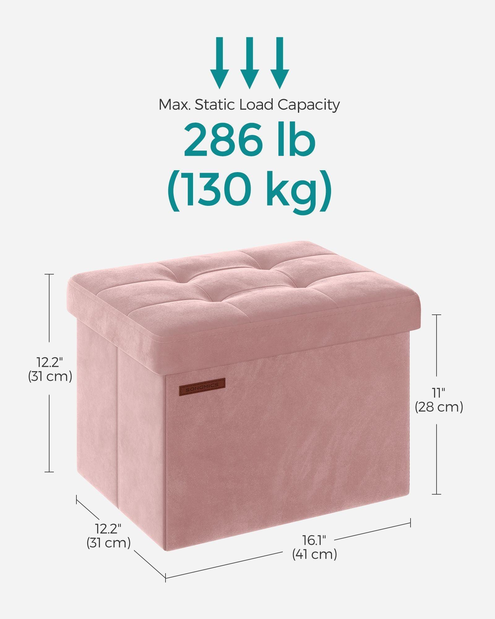 12.2" x 16.1" x 12.2" Foldable Storage Ottoman Bench Jelly Pink FredCo