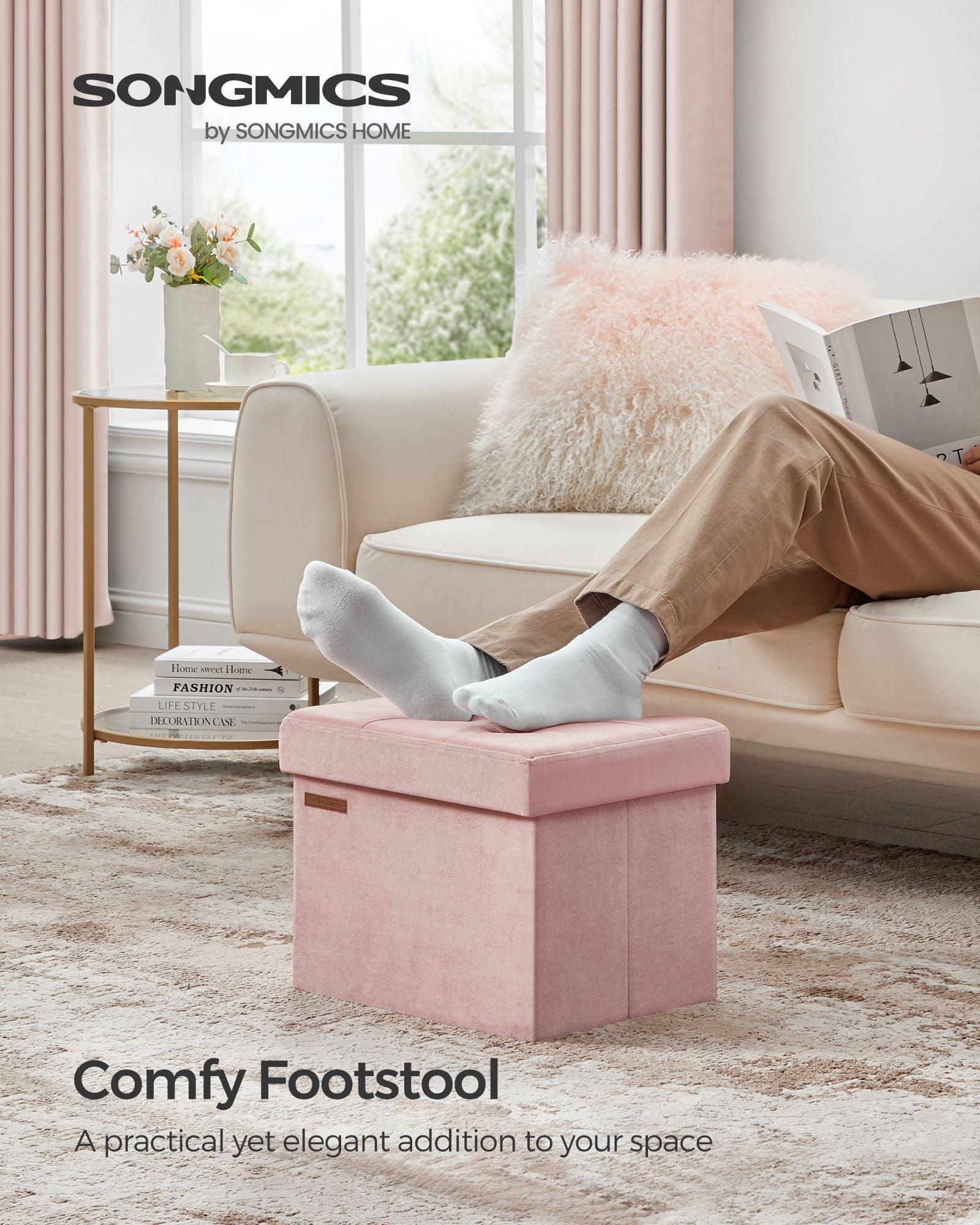 12.2" x 16.1" x 12.2" Foldable Storage Ottoman Bench Jelly Pink FredCo