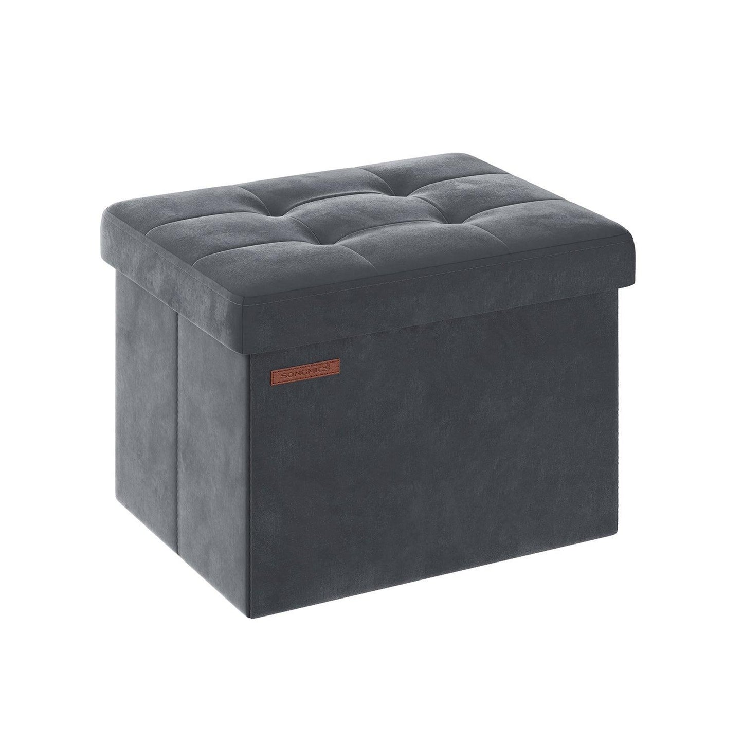 12.2" x 16.1" x 12.2" Foldable Storage Ottoman Bench Slate Gray FredCo