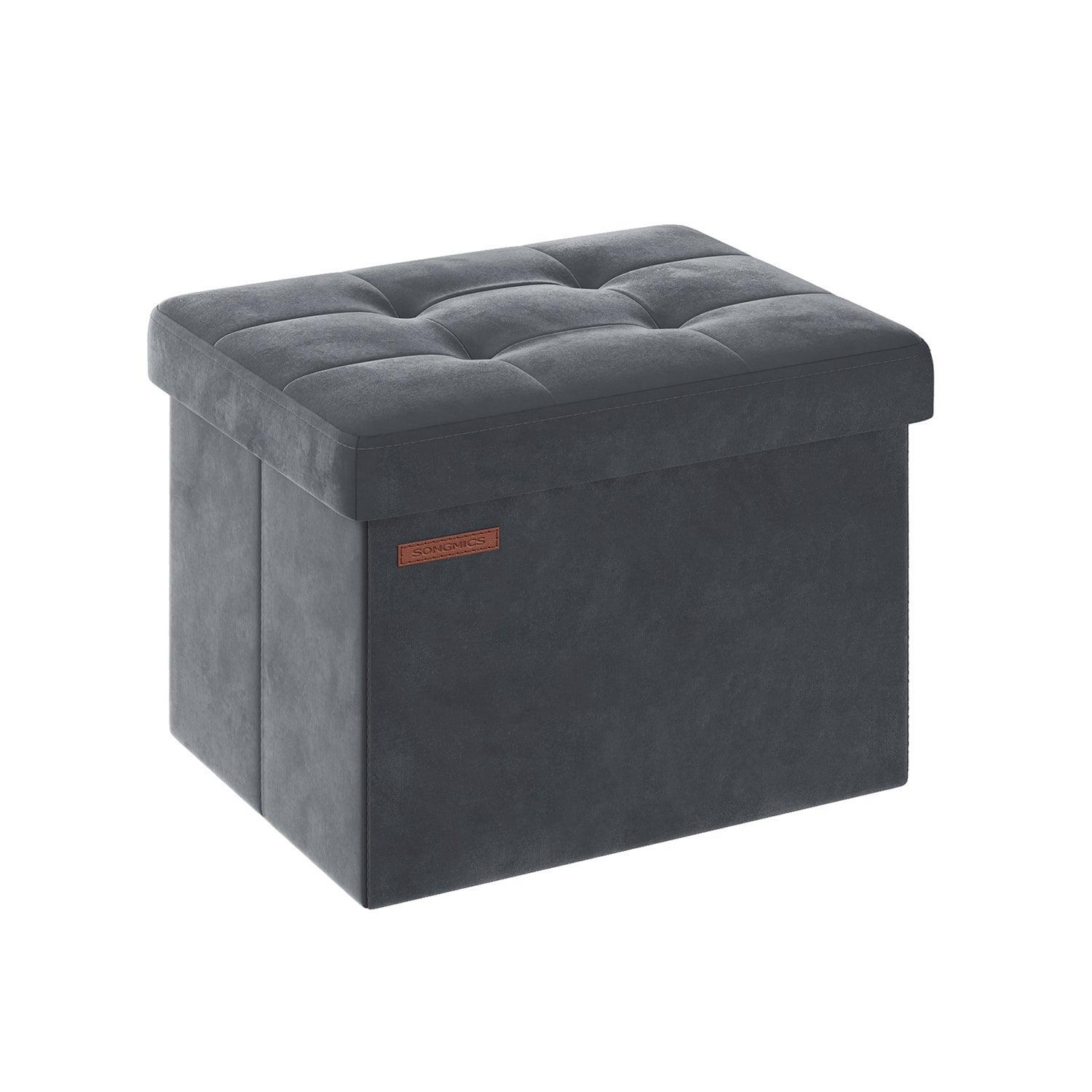 12.2" x 16.1" x 12.2" Foldable Storage Ottoman Bench Slate Gray FredCo