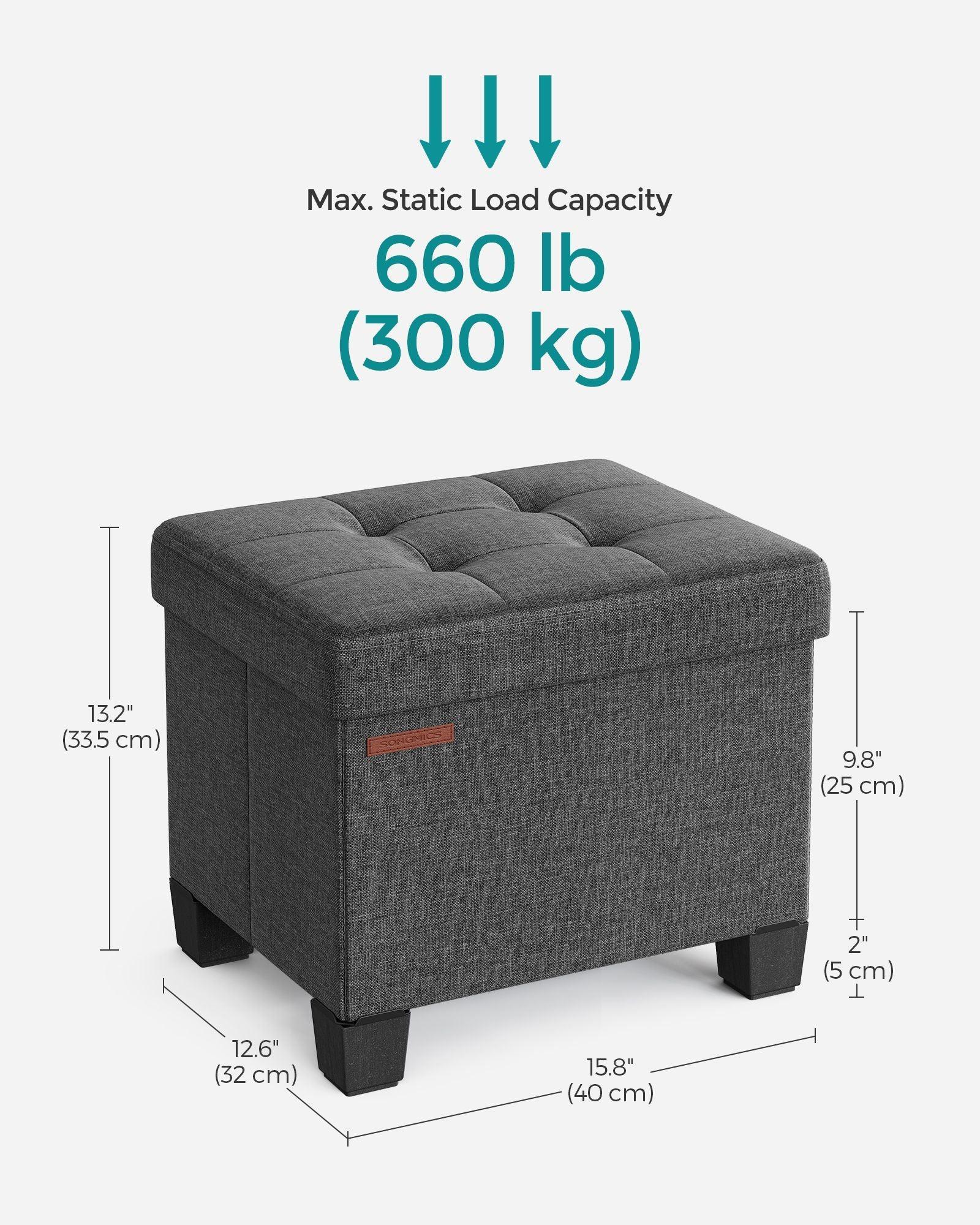 12.6''D x 15.8''L x 13.2''H Storage Ottoman Dark Gray FredCo