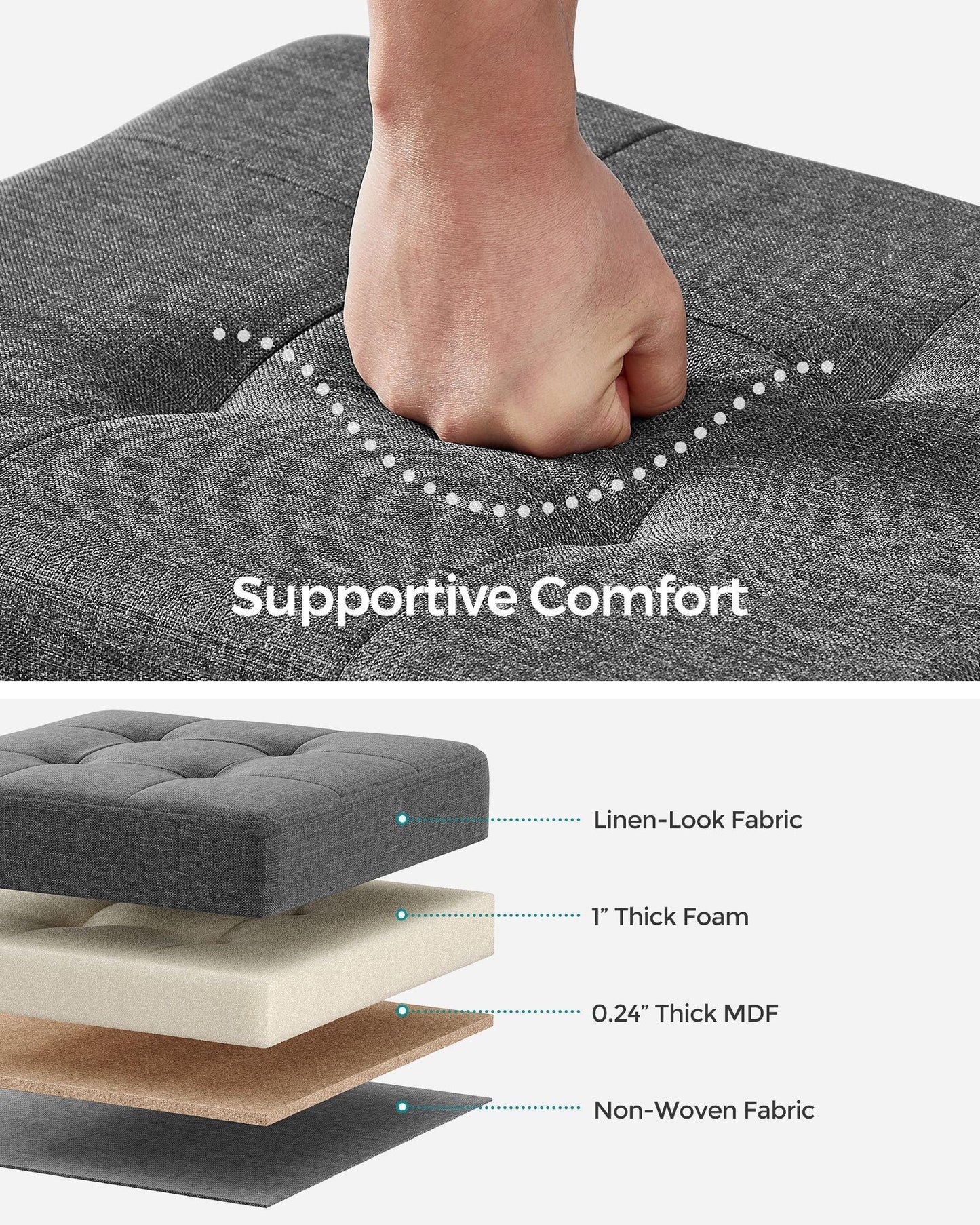 12.6''D x 15.8''L x 13.2''H Storage Ottoman Dark Gray FredCo