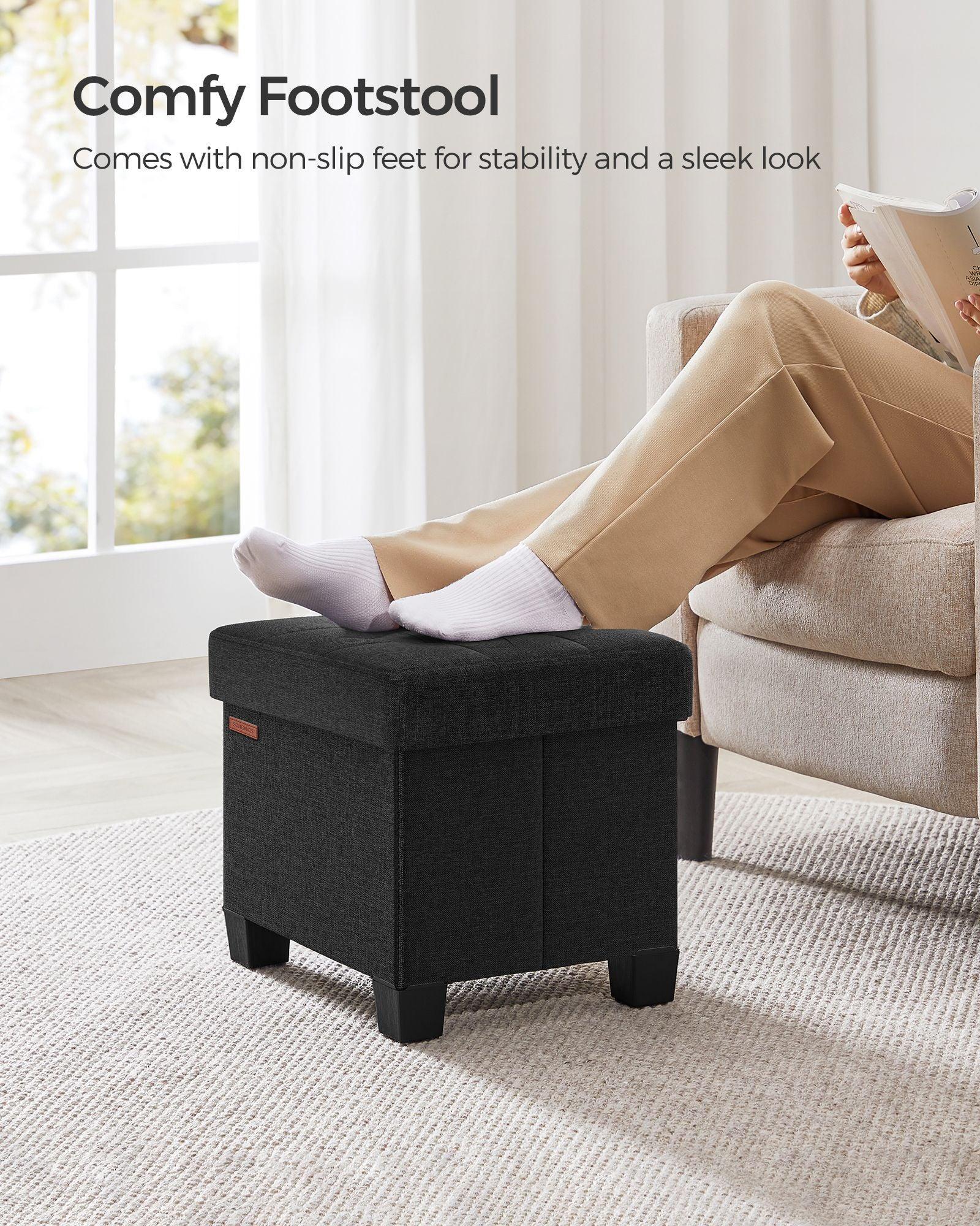 12.6"D x 15.8"W x 13.2"H Storage Ottoman Black FredCo