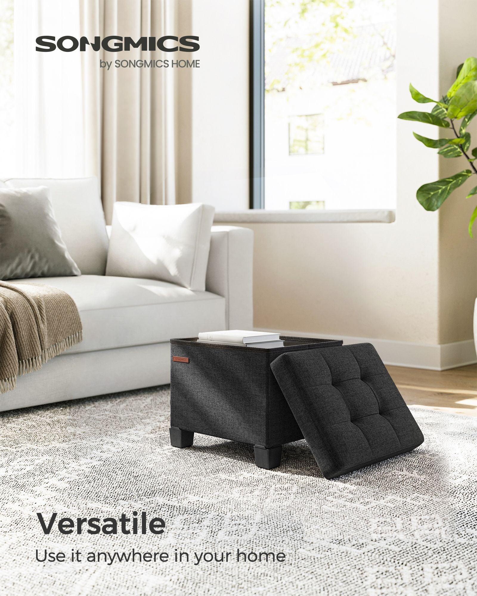 12.6"D x 15.8"W x 13.2"H Storage Ottoman Black FredCo