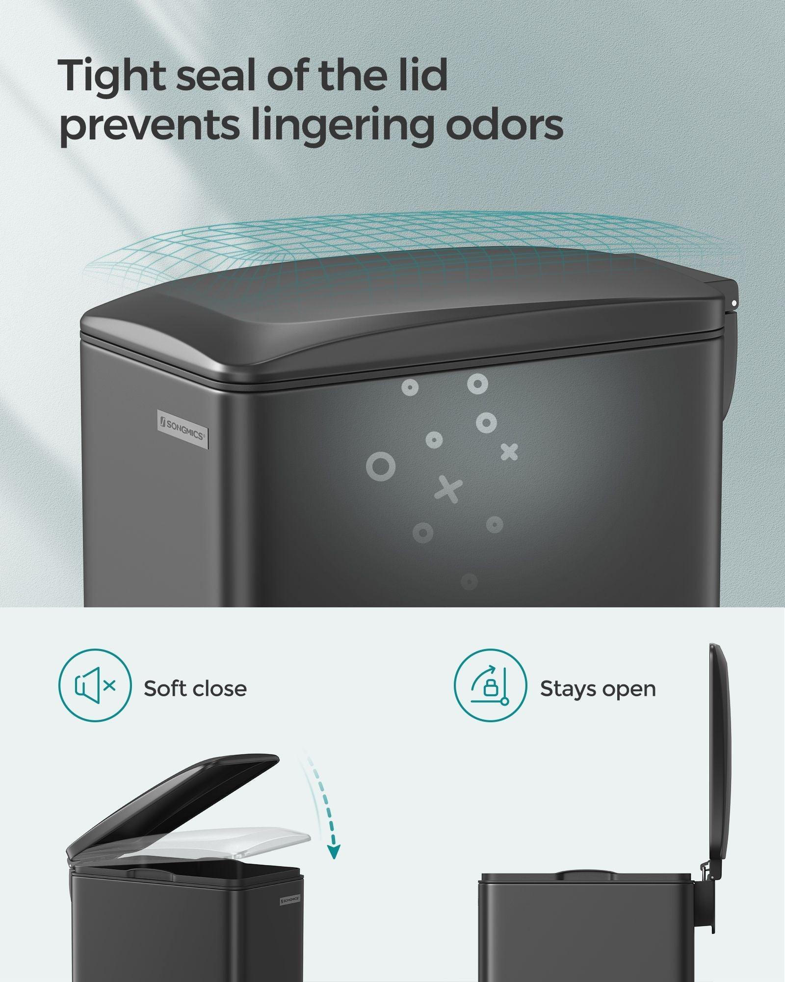 12.7 Gallon Garbage Can for Narrow Spaces with Soft-Close Lid FredCo
