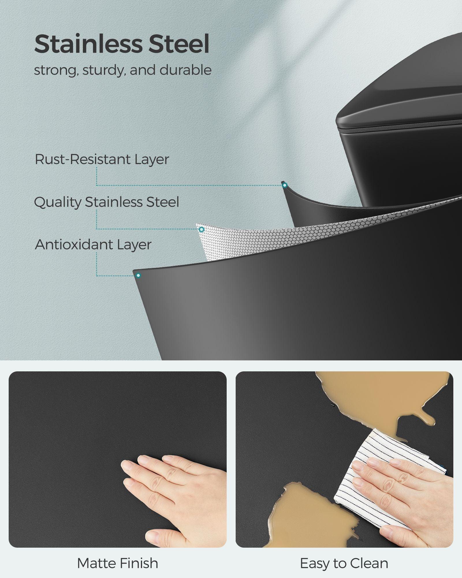 12.7 Gallon Garbage Can for Narrow Spaces with Soft-Close Lid FredCo