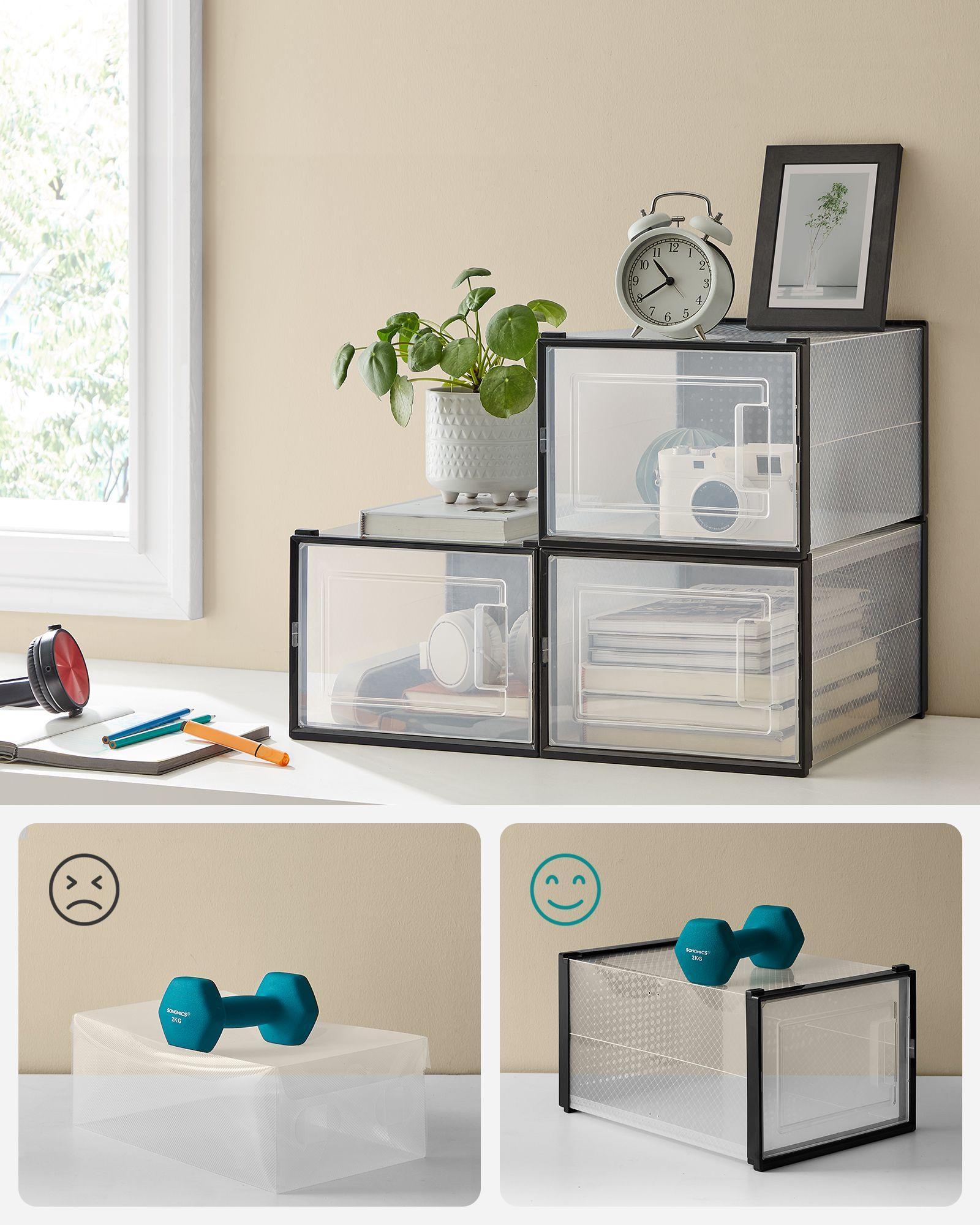 12 Pack Stackable Clear Plastic Shoe Boxes FredCo