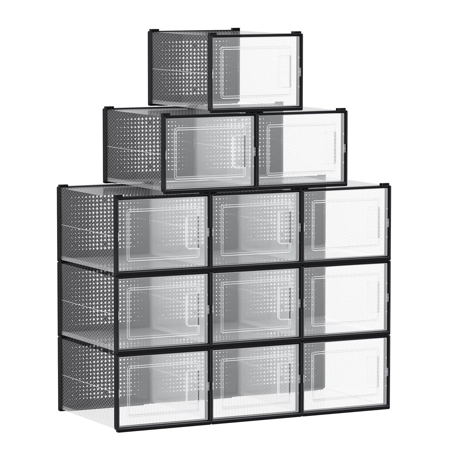 12 Pack Stackable Clear Plastic Shoe Boxes FredCo