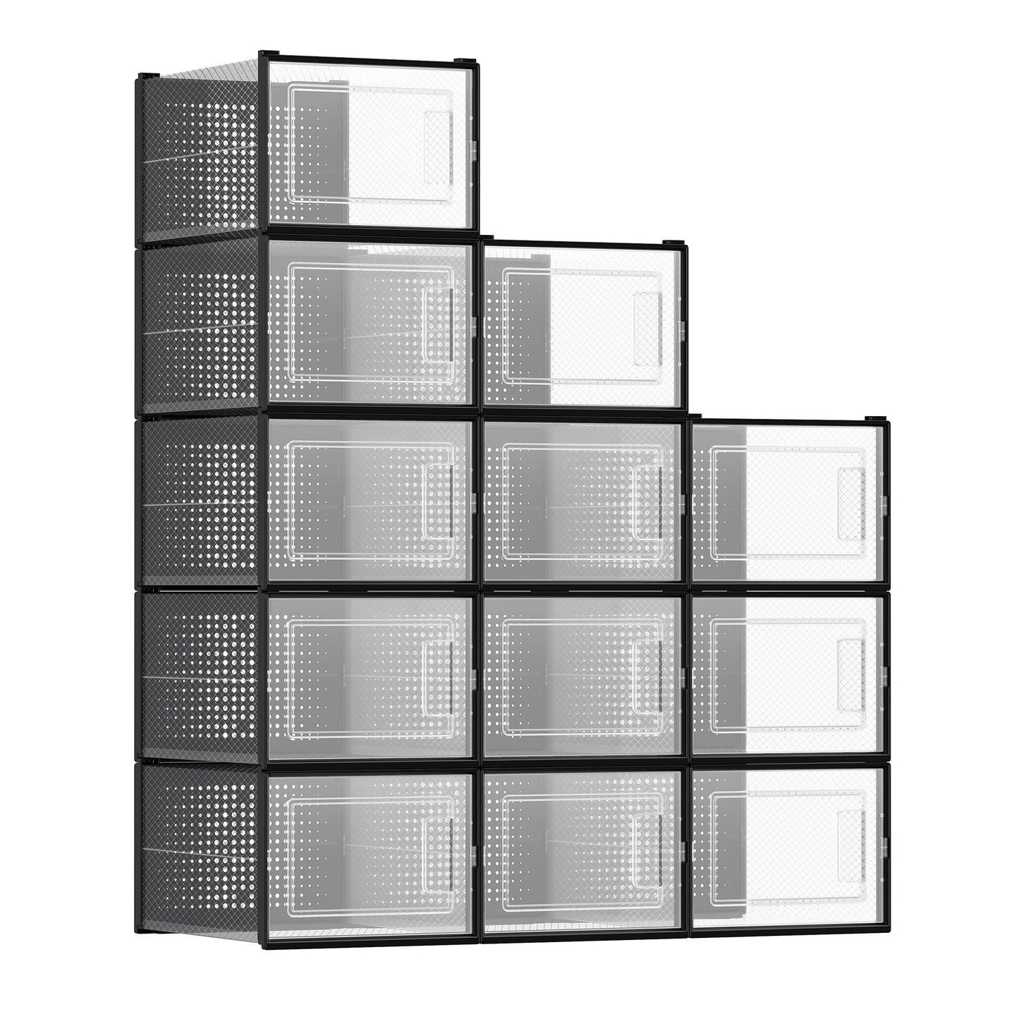 12 Pack Stackable Clear Plastic Shoe Boxes FredCo