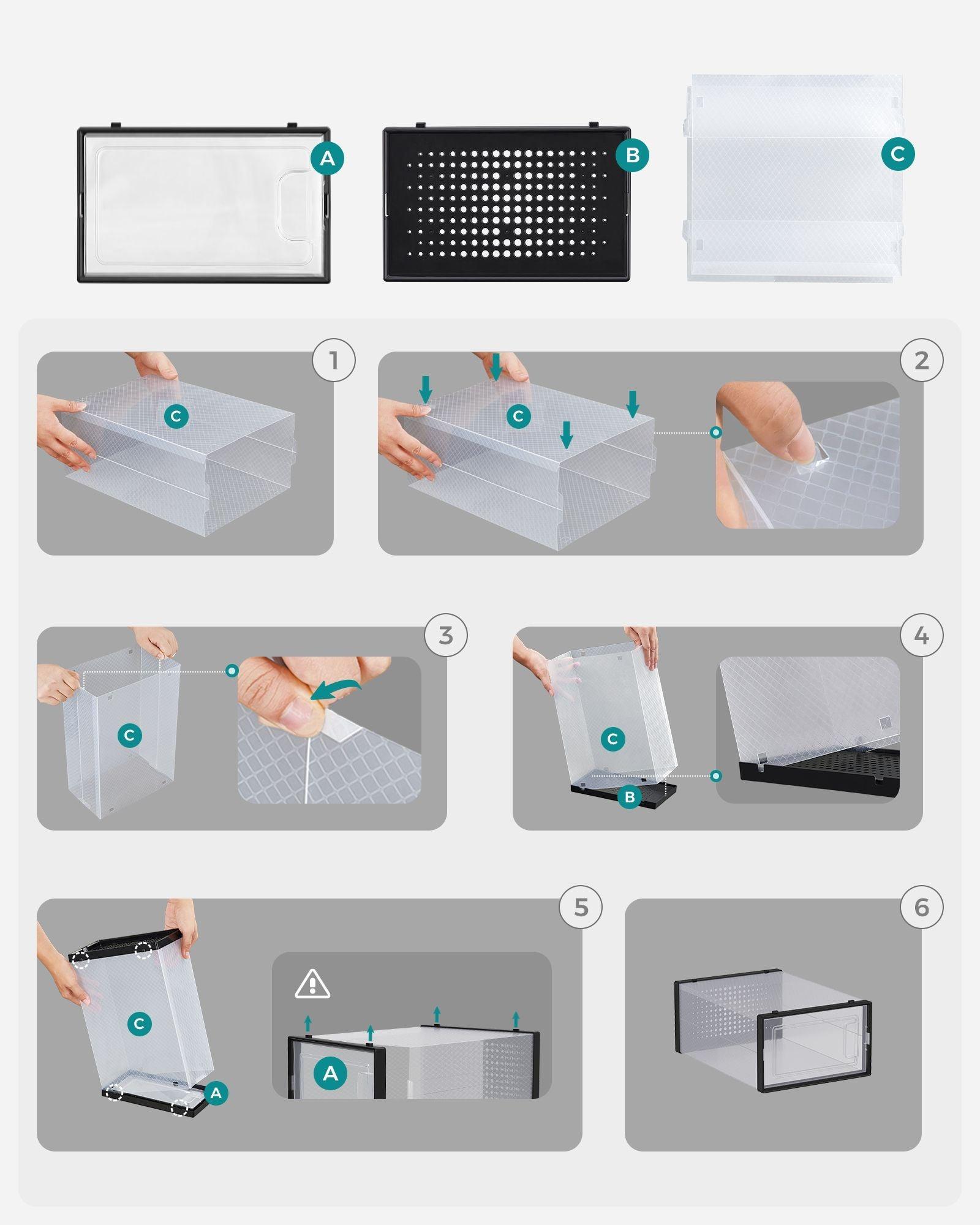 12 Pack Stackable Clear Plastic Shoe Boxes FredCo