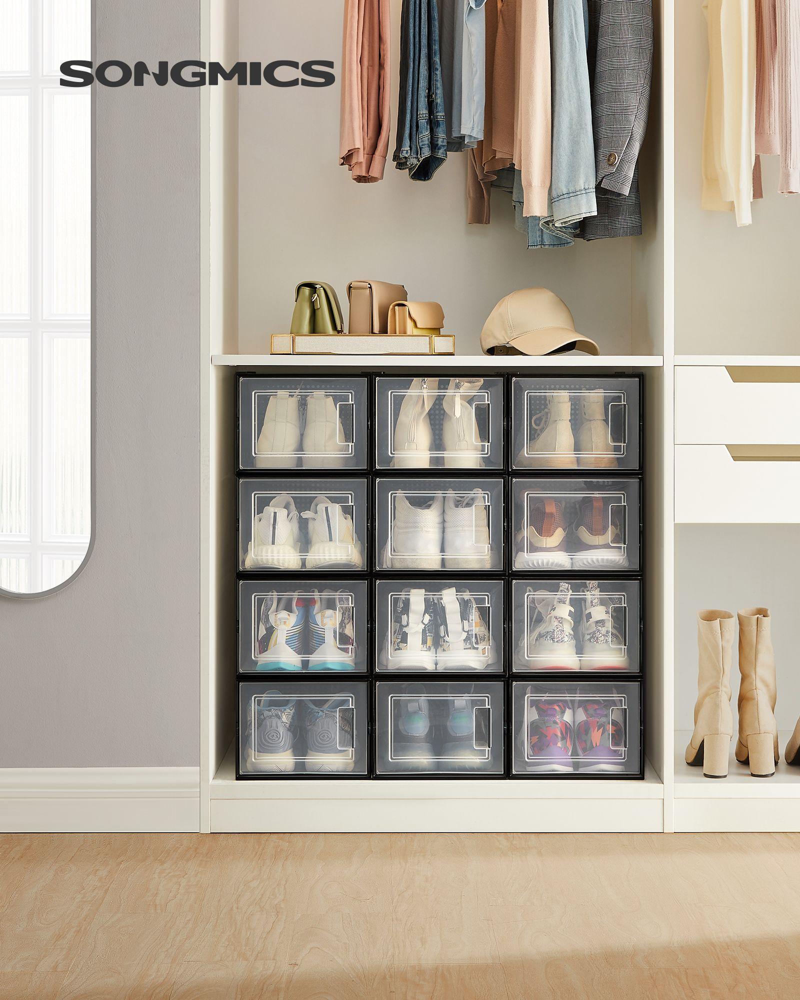 12 Pack Stackable Clear Plastic Shoe Boxes FredCo