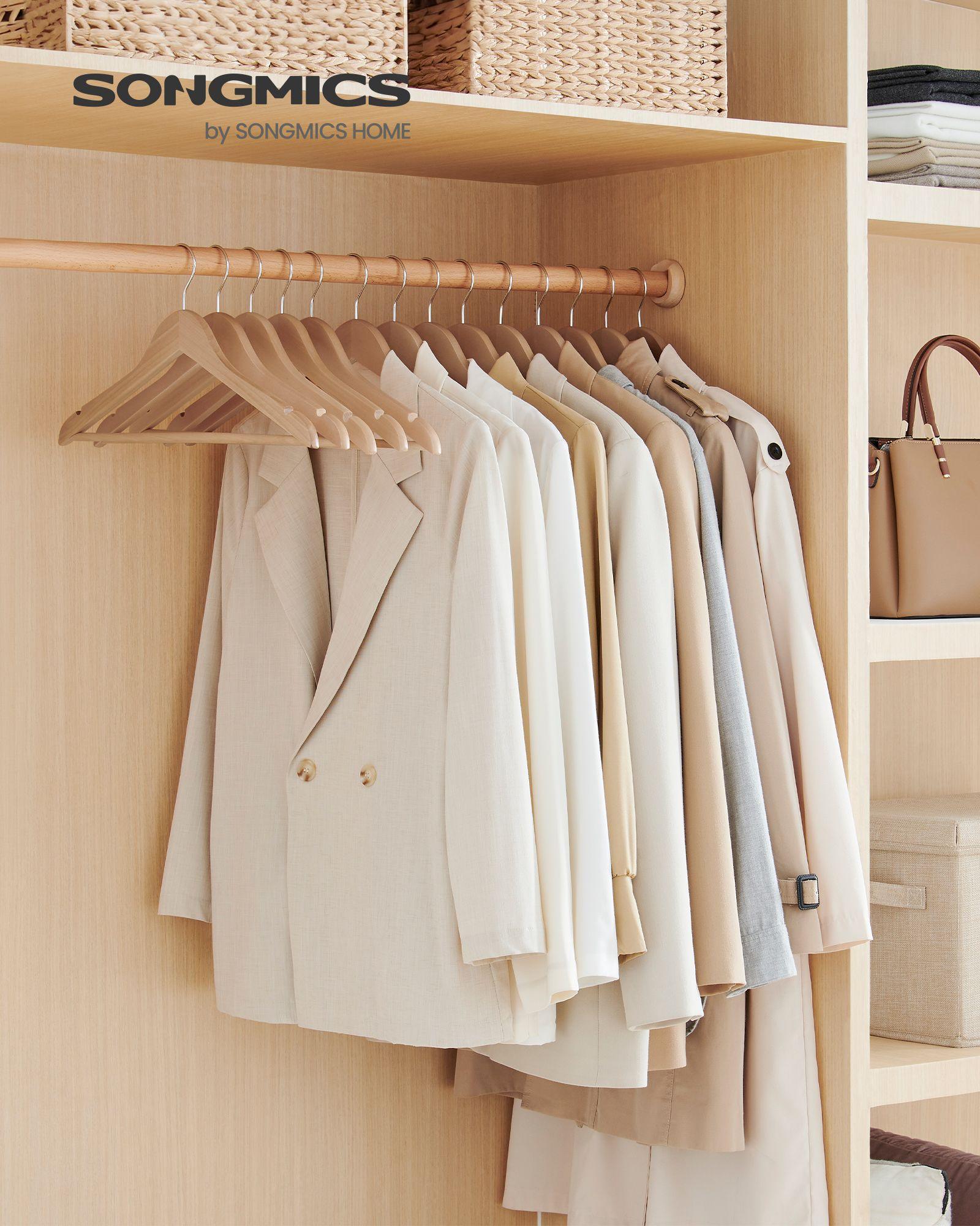 12-Pack Wooden Hangers Natural Beige FredCo