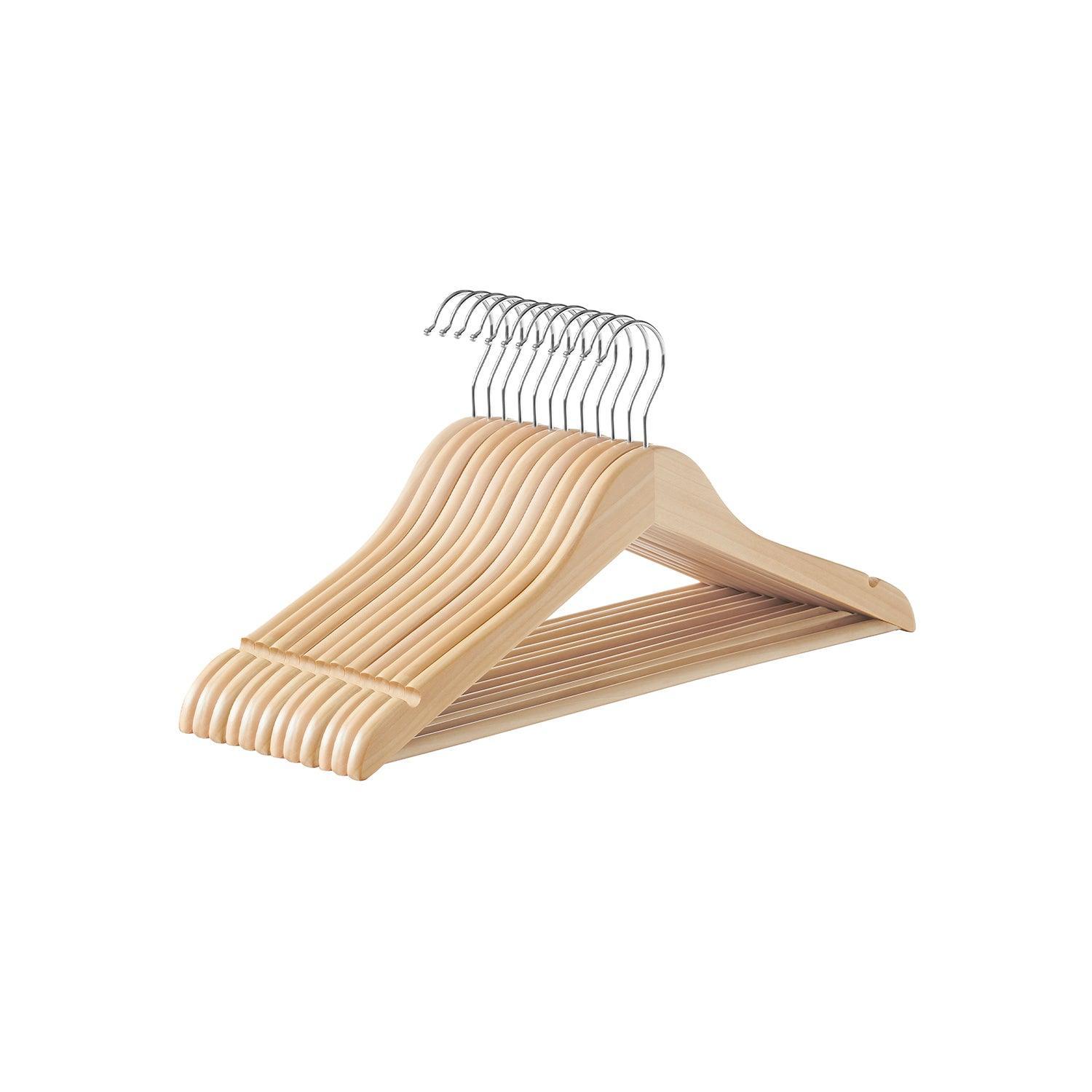 12-Pack Wooden Hangers Natural Beige FredCo