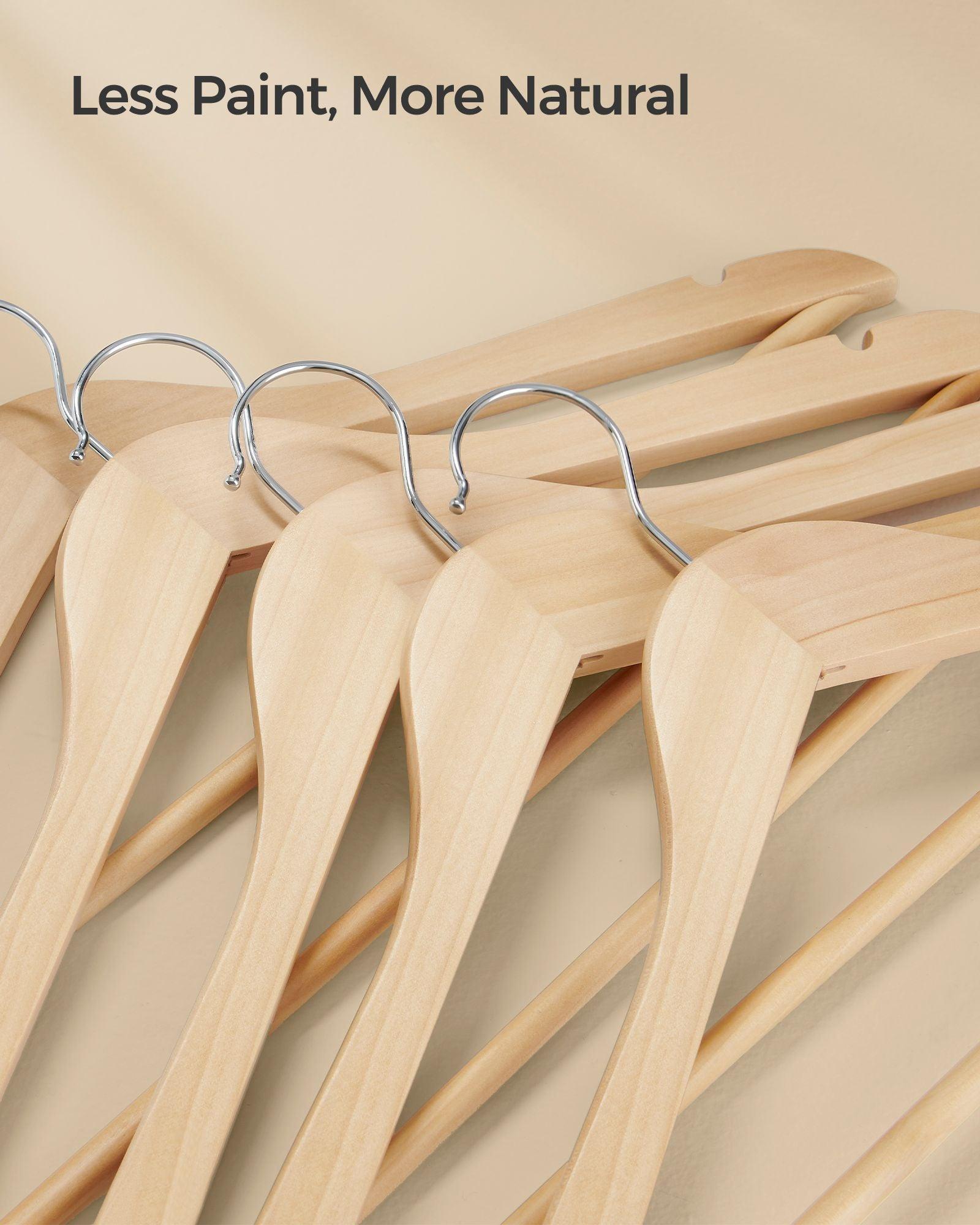 12-Pack Wooden Hangers Natural Beige FredCo