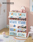 12-Slot Stackable Kids' Shoe Rack with Doors Jelly Pink FredCo