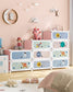 12-Slot Stackable Kids' Shoe Rack with Doors Jelly Pink FredCo