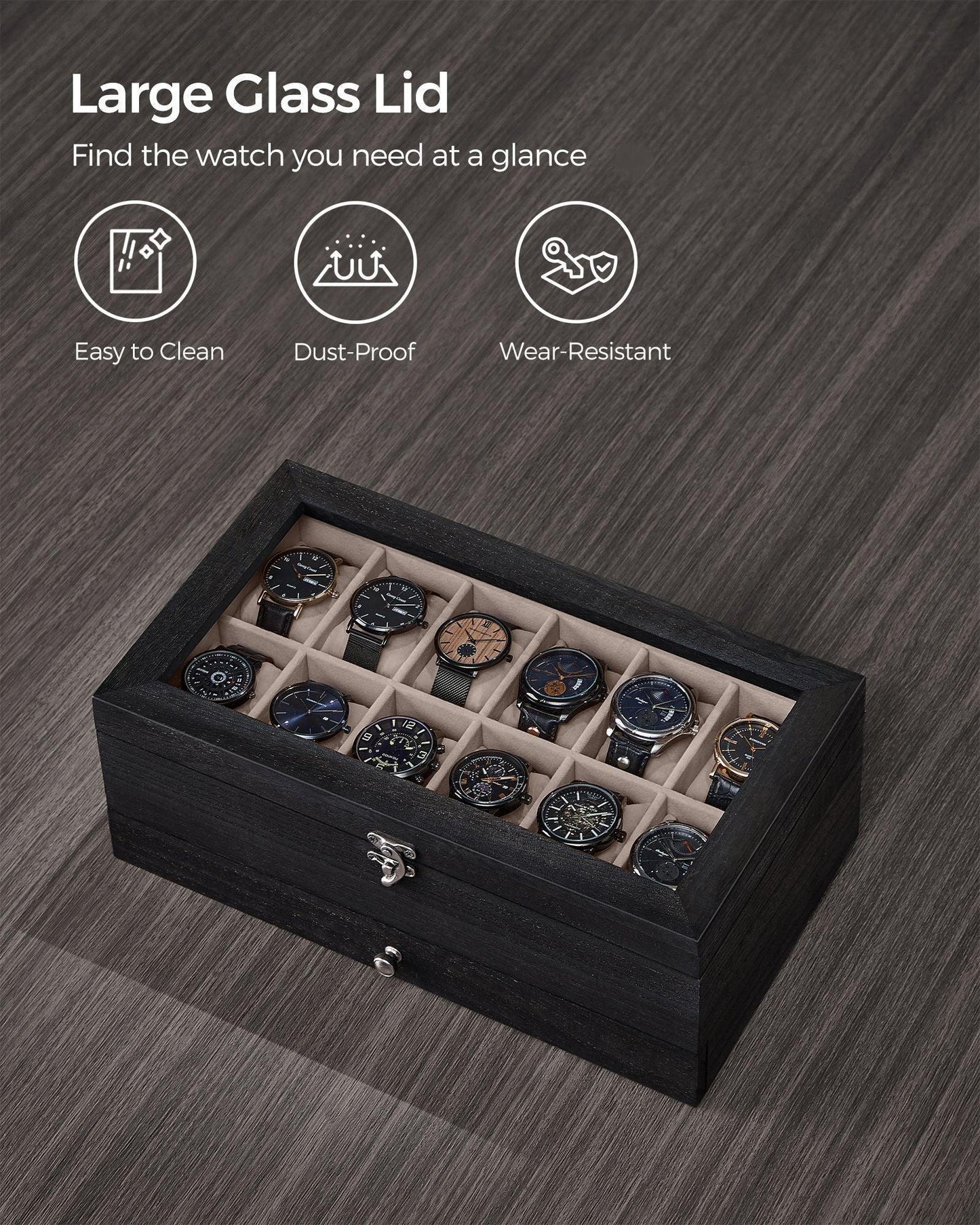 12-Slot Watch Box Ebony Black FredCo