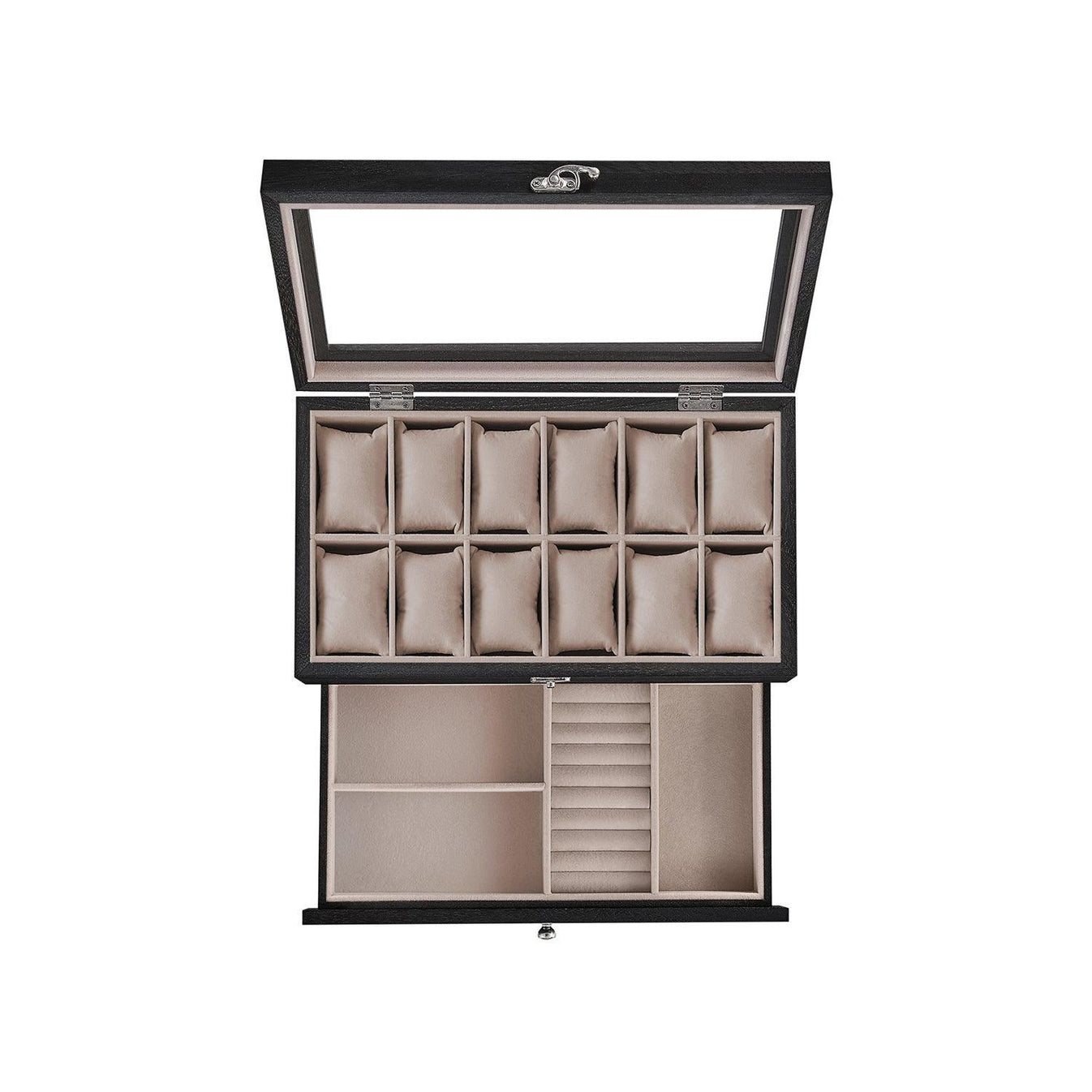 12-Slot Watch Box Ebony Black