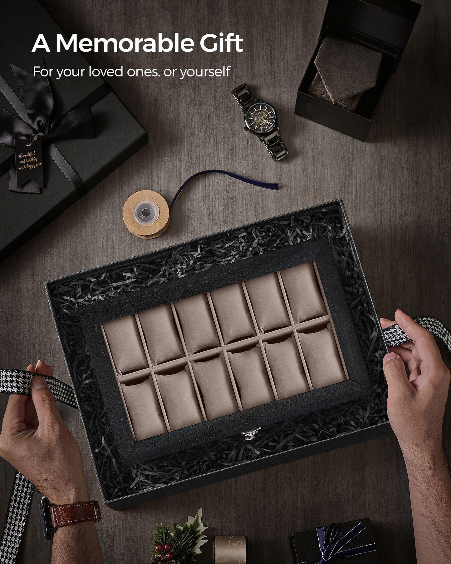 12-Slot Watch Box Ebony Black FredCo