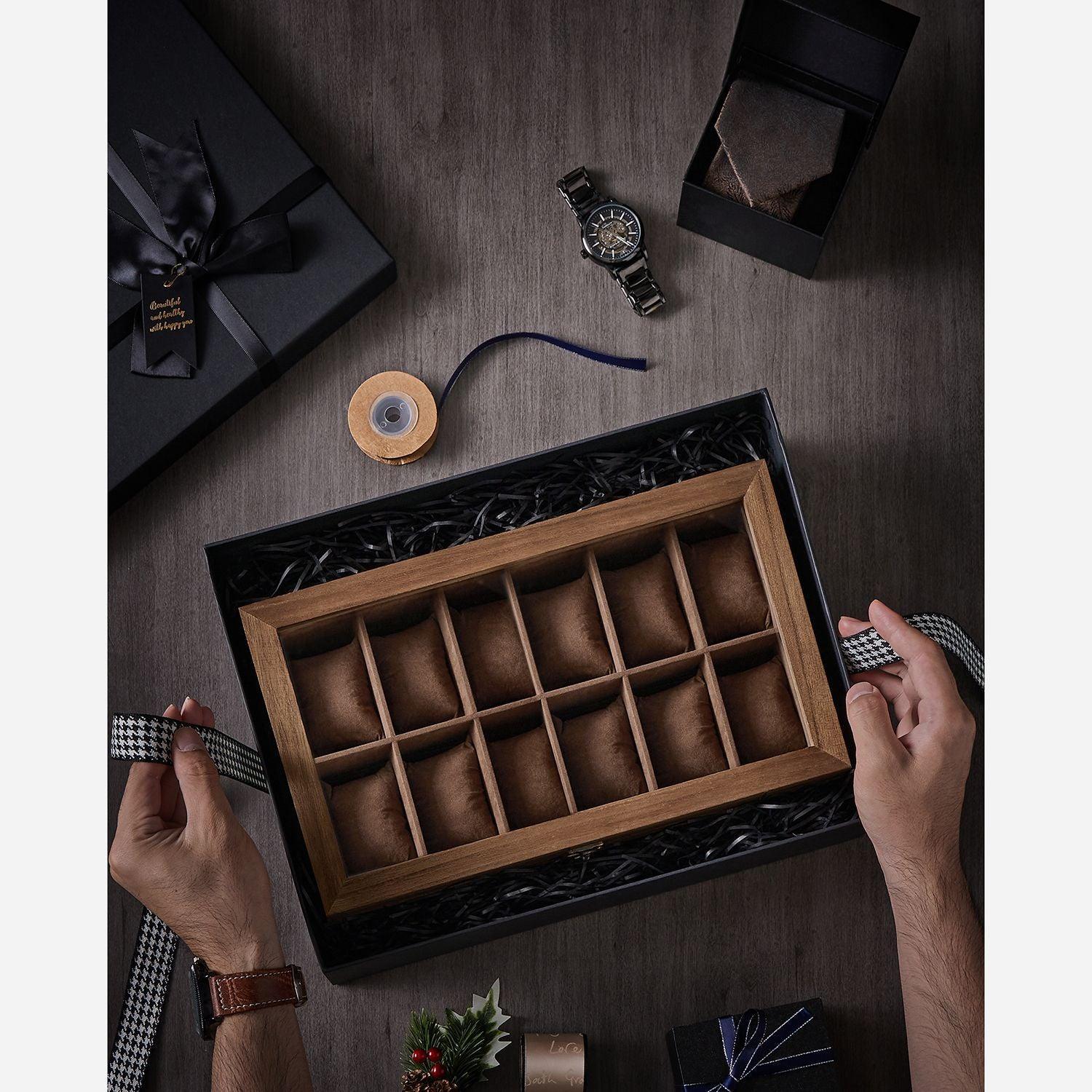 12-Slot Wood Watch Box FredCo