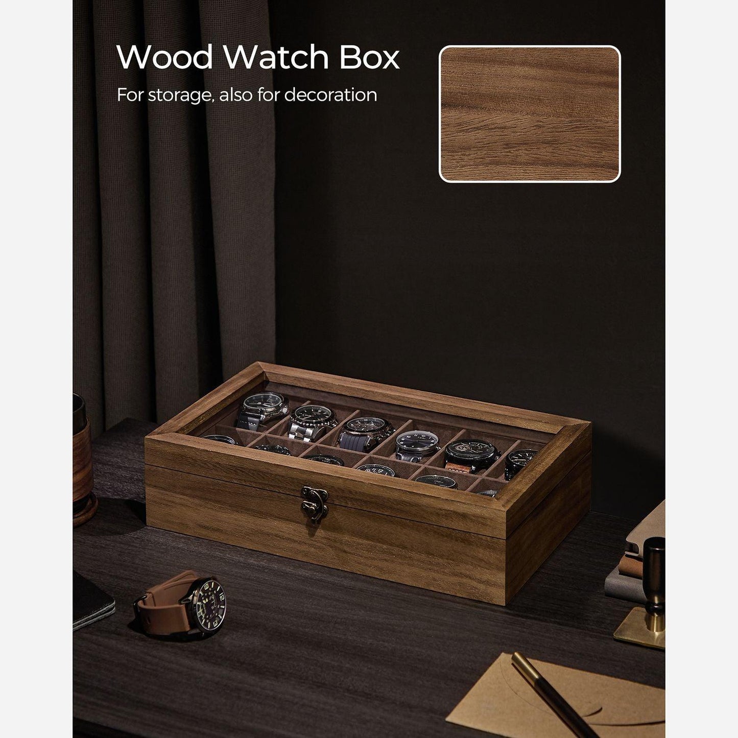 12-Slot Wood Watch Box FredCo