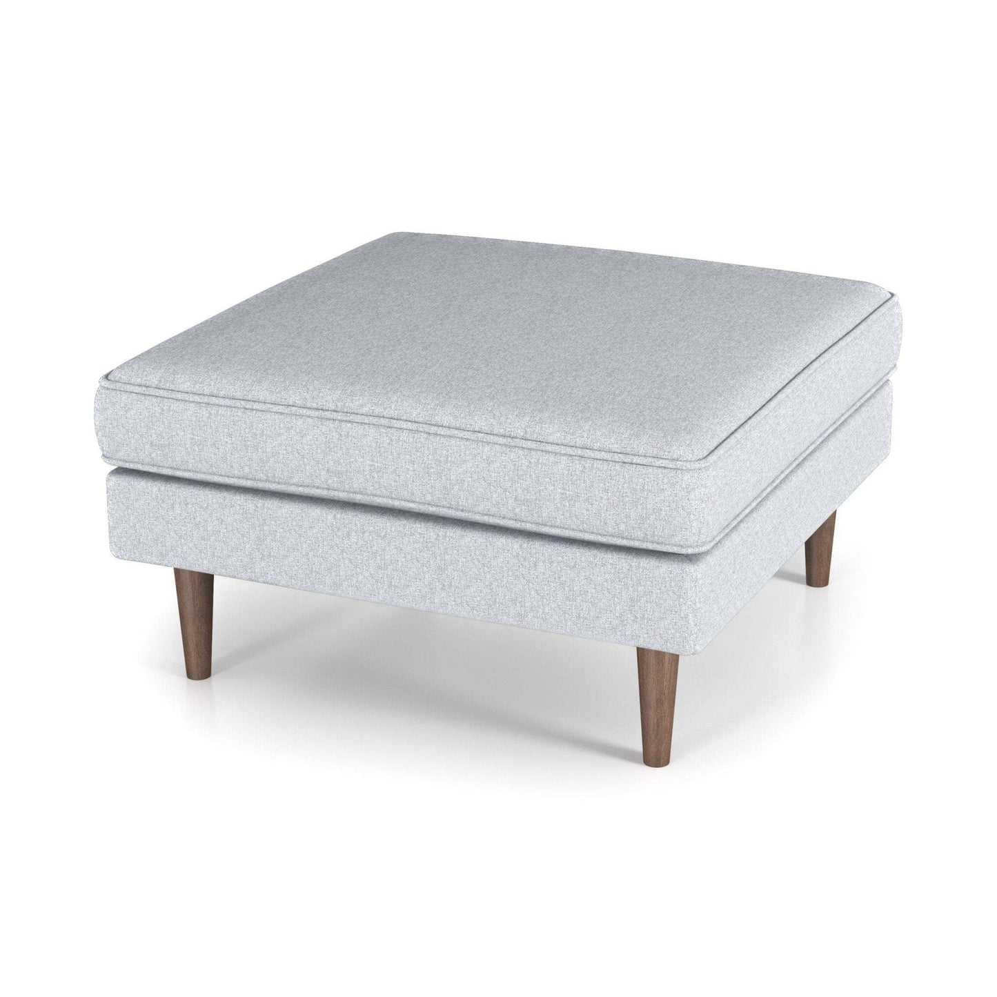 Modern light gray upholstered ottoman with wooden legs, FredCo International furniture