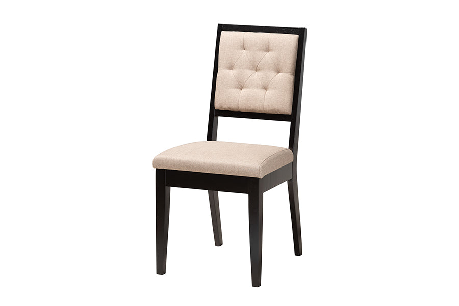 Baxton Studio Mana Modern Sand Fabric and Dark Brown Finished Wood 5-Piece Dining Set
