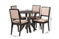 Baxton Studio Kai Modern Sand Fabric and Dark Brown Finished Wood 5-Piece Dining Set