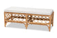 bali & pari Orchard Modern Bohemian White Fabric Upholstered and Natural Brown Rattan Bench