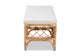 bali & pari Orchard Modern Bohemian White Fabric Upholstered and Natural Brown Rattan Bench